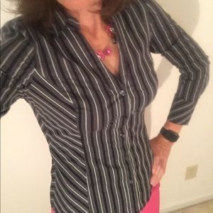 Express b&w striped button down